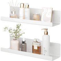 Ineasicer Ensemble de 2 Étagère Murale,Pas De Perçage, Étagère Flottante,Étagère en Acrylique Blanc Pour Livres et Photos,Décoration Intérieure,Pour