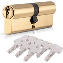 Jusch - Zylinderschloss 40/40 (80 mm), homek Doppelzylinder-Türschloss, europäischer Zylinder mit 8 Schlüsseln, Messing-Finish, stoßfestes
