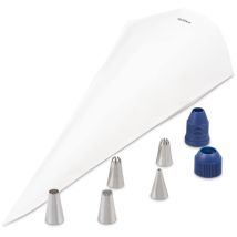 Zyliss E980215 Kit Di Sacchetti Per Tubazioni, Cotone, Acciaio Inossidabile, Plastica, Bianco, Argento, Blu, Per Decorare Torte, Glassa E Pasticceria,