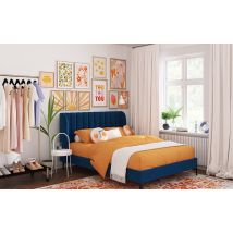 Novo Annie Fabric Bed Frame, Double, Blue Velvet