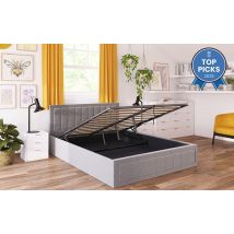 Novo Lottie Fabric Ottoman Bed Frame, Small Double, Off White Woven