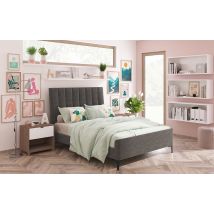 Novo Madelin Silver Velvet Bed Frame, King Size