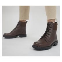 Office Aoife Elasticated Cuff Lace Up Boots BROWN LEATHER,Brown,Black
