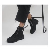 Office Amira Lace Up Ankle Boots BLACK SILVER GLITTER,Black