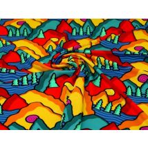 Minerva Exclusive Mountain Memoir Viscose Challis POD Fabric Ruby