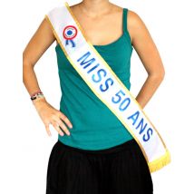 Miss 50 jaar blauwe sjaal