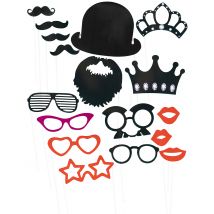 Photobooth set 17 accessoires rood en zwart