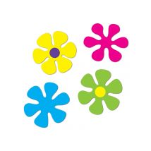 4 Kartonnen Decoraties Retro Bloemen 30 en 34 cm