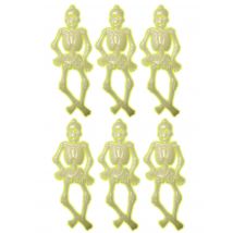 6 Kleine fosforescerende skeletten 15 cm Halloween