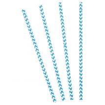 10 blauwe en witte chevron kartonnen rietjes 20 cm