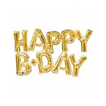 Aluminium letterballon Happy Birthday goud 76 cm