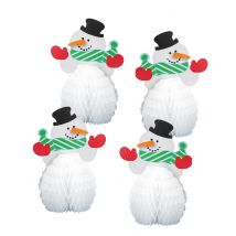 4 Kleine middenstukken sneeuwpop 15 cm