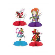 4 Mini middenstukken Alice in Wonderland 13 x 9 cm