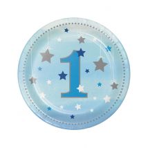 8 Keine borden One Little Star eerste verjaardag blauw 17 cm