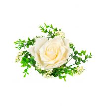 Roze middenstuk met ivoorkleurige bladeren 18 cm