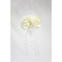 Balophanging van witte rozen met parels 44 x 11 cm