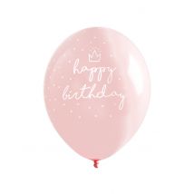 6 Latex ballonnen Happy Birthday roze 30 cm