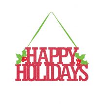 Happy Holidays glitter deurdecoratie 33 cm