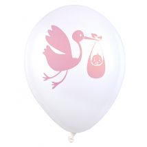 8 Babyshower roze latex ballonnen 23 cm