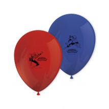 8 Latex ballonnen Spiderman blauw en rood.