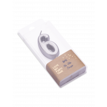 Verjaardagskaars nummer 6 zilver metallic 4,3 cm