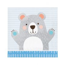 16 Papieren servetten Kleine Grijze Beer 33 x 33 cm