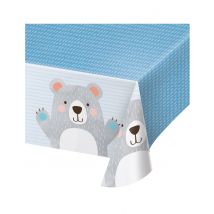 Plastic tafelkleed Kleine grijze beer 137 x 259 cm