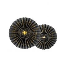 2 decoratieve zwart en gouden Spider papieren rozetten 32 en 40 cm