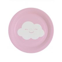 8 Kleine kartonnen borden Kleine Wolk regenboogkleurig 18 cm