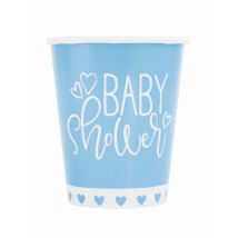 10 Kartonnen bekers babyshower blauw en wit 266 ml