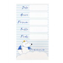 6 blauwe babyshower voorspellingskaarten 7 x 12,5 cm