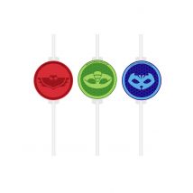 4 Kartonnen medaillon rietjes PJ Masks