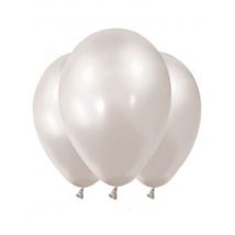 12 Witte metallic ballonnen met parelmoer 28 cm
