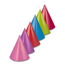 6 kegel feestmutsen assorti kleuren