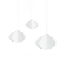3 Witte kartonnen wolken om op te hangen 17 - 28 cm