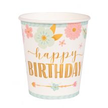 8 Boho papieren bekers 250 ml