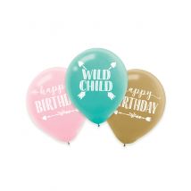 6 Boho verjaardag latex ballonnen 27 cm