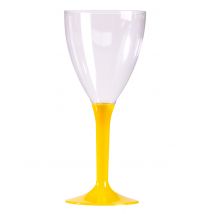 10 Wijnglazen met gele voet 160 ml