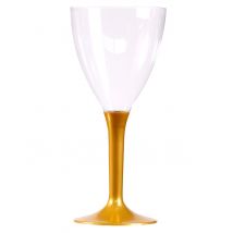10 Wijnglazen met goudkleurige voet 160 ml
