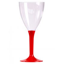 10 Wijnglazen met rode voet 160 ml