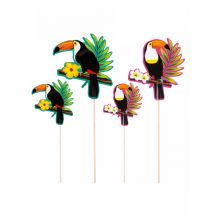 4 Houten prikkers toekans 25 - 17;5 cm