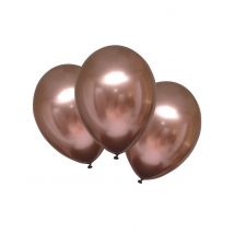 6 Latex ballonnen goudroze satijn 28 cm