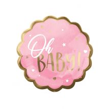 Oh baby roze en goud geschulpte folieballon 55 cm