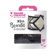 Zwart leren borduurarmbandpakket met ruitpatroon