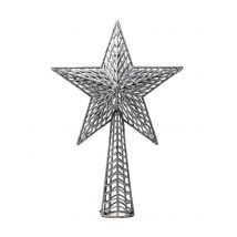 Spangled zilveren ster boomtopper 27 cm