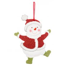 Kerstman of glitter sneeuwpop hanger 22 cm