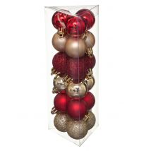 18 Kerstballen rood en goud 3 cm