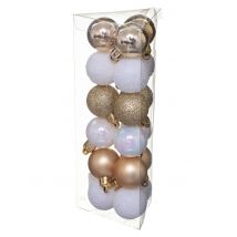 18 Kerstballen wit en goud 3 cm