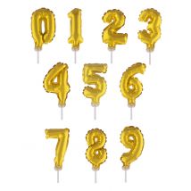 Gouden cijferballon taarttopper 12,7 cm