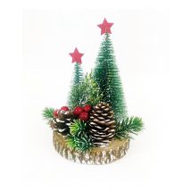 Traditionele dennenboomdecoratie op boomstam 21 cm